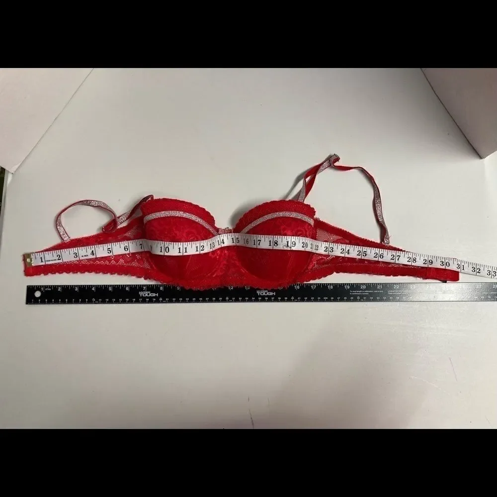 BLACK FUCHSIA, Women’s Bra, red&silver, 34C‎